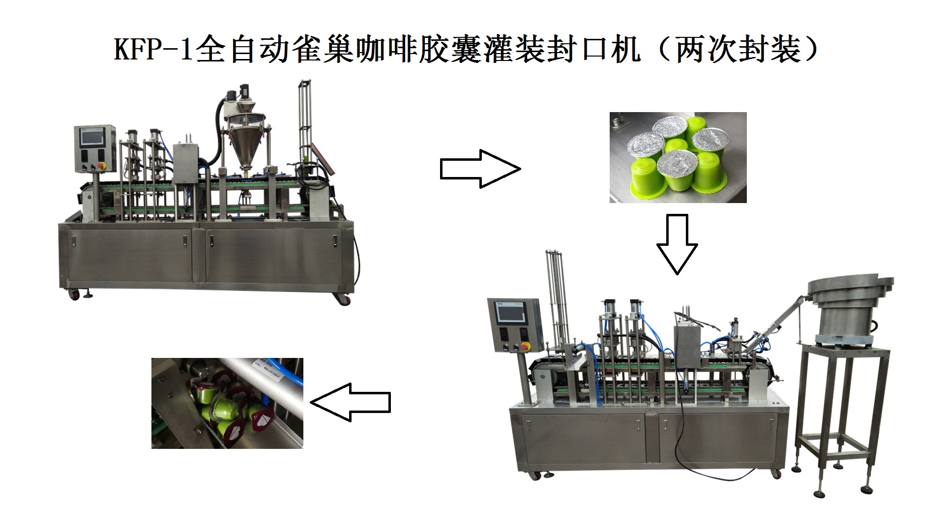 两台KFP-1高速咖啡胶囊灌装封口机